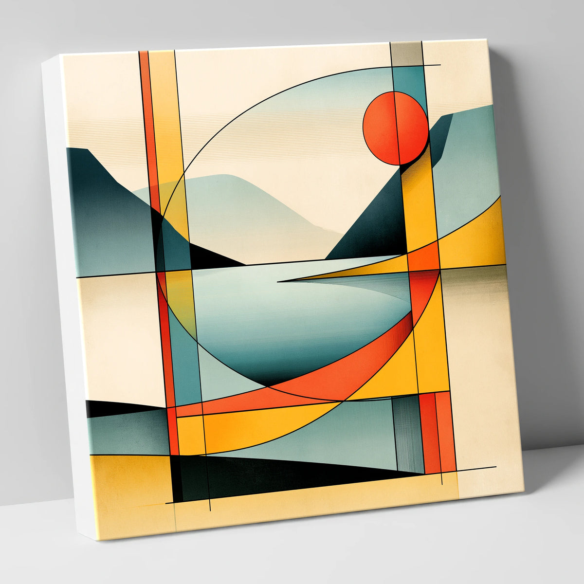 Geometric Fells and Mountain Lake lake district lake canvas wall art