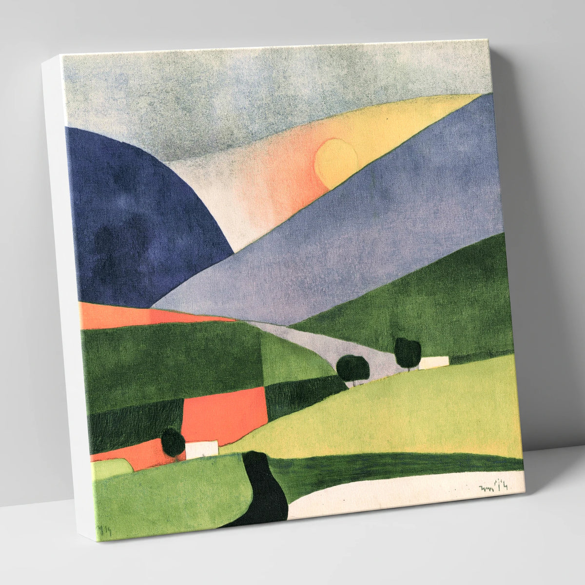 Modern Sunset Over Green Valley lake district valley canvas wall art