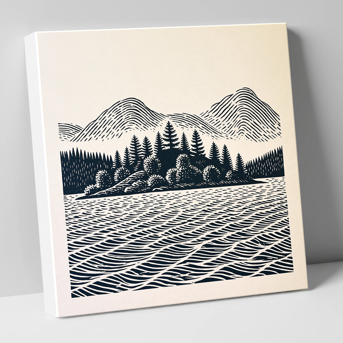 Graphic Derwentwater Island Landscape lake district lake canvas wall art