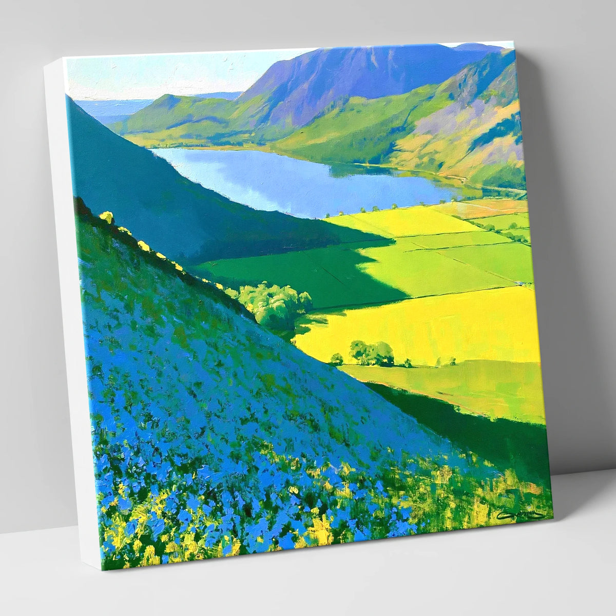 Vibrant Rannerdale Bluebells Above Crummock Water lake district lake canvas wall art