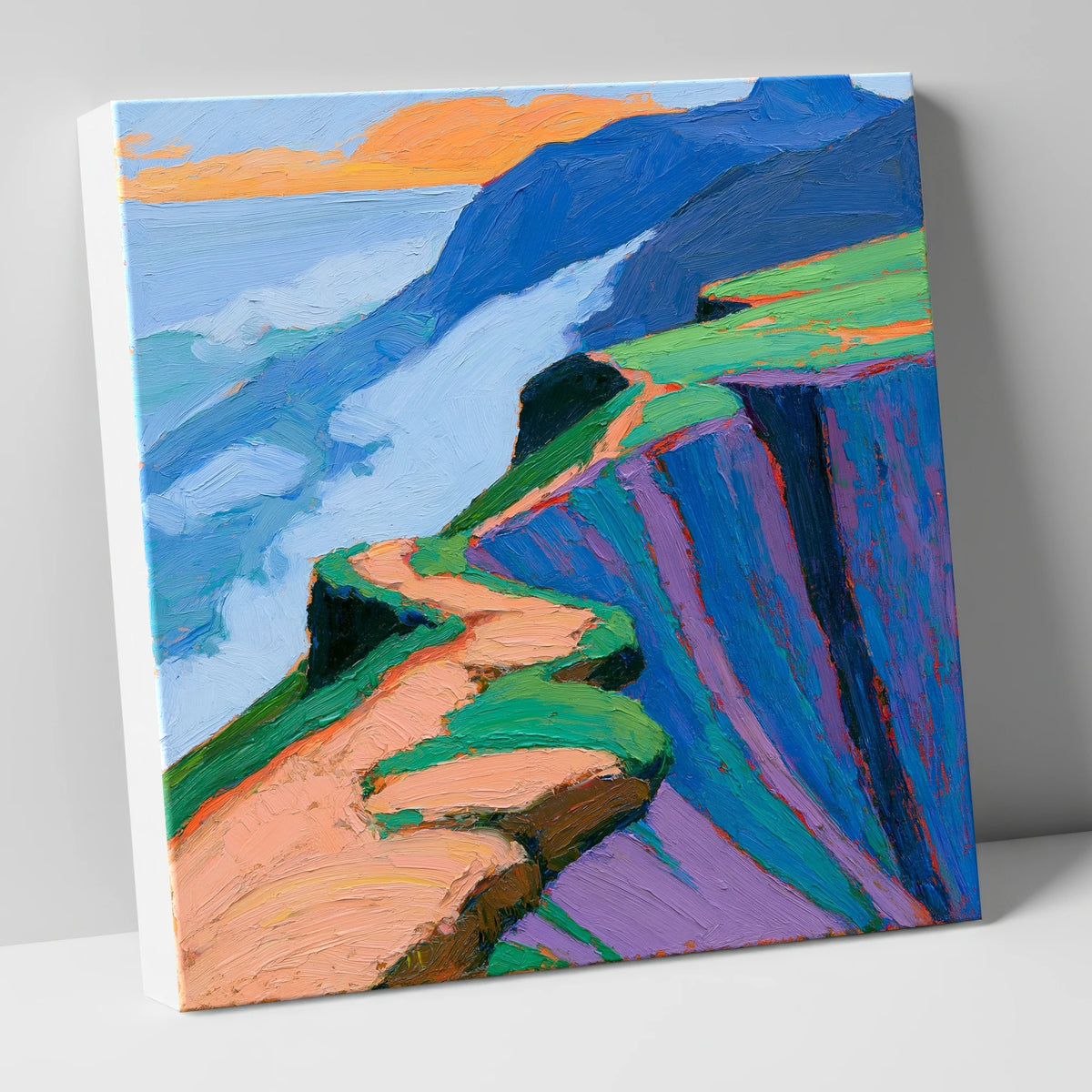 Vibrant Mountain Ridge Path lake district fell canvas wall art