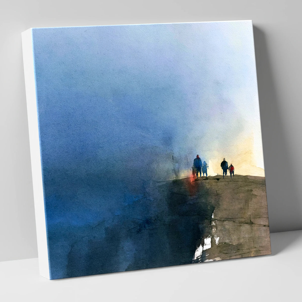 Walkers on a Stormy Fell Top lake district fell canvas wall art