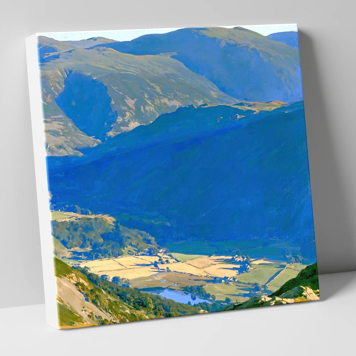 Sunlit Patterdale from Place Fell lake district village canvas wall art