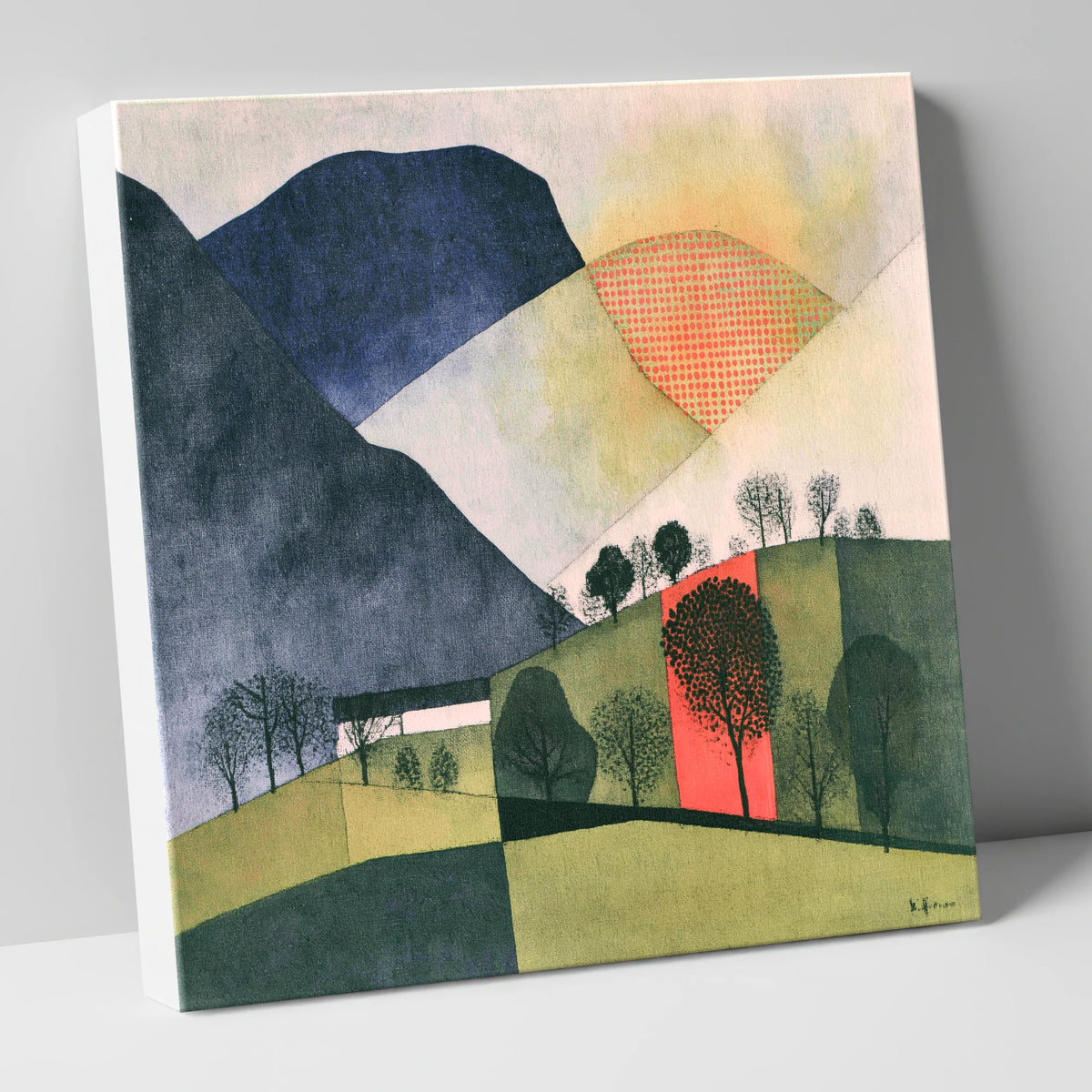 Abstract Green Valley and Fells lake district valley canvas wall art