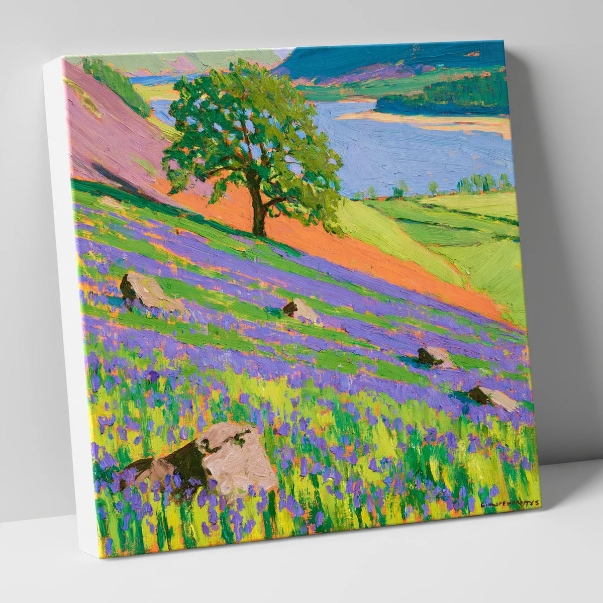 Bold Rannerdale Bluebells Over Crummock lake district lake canvas wall art
