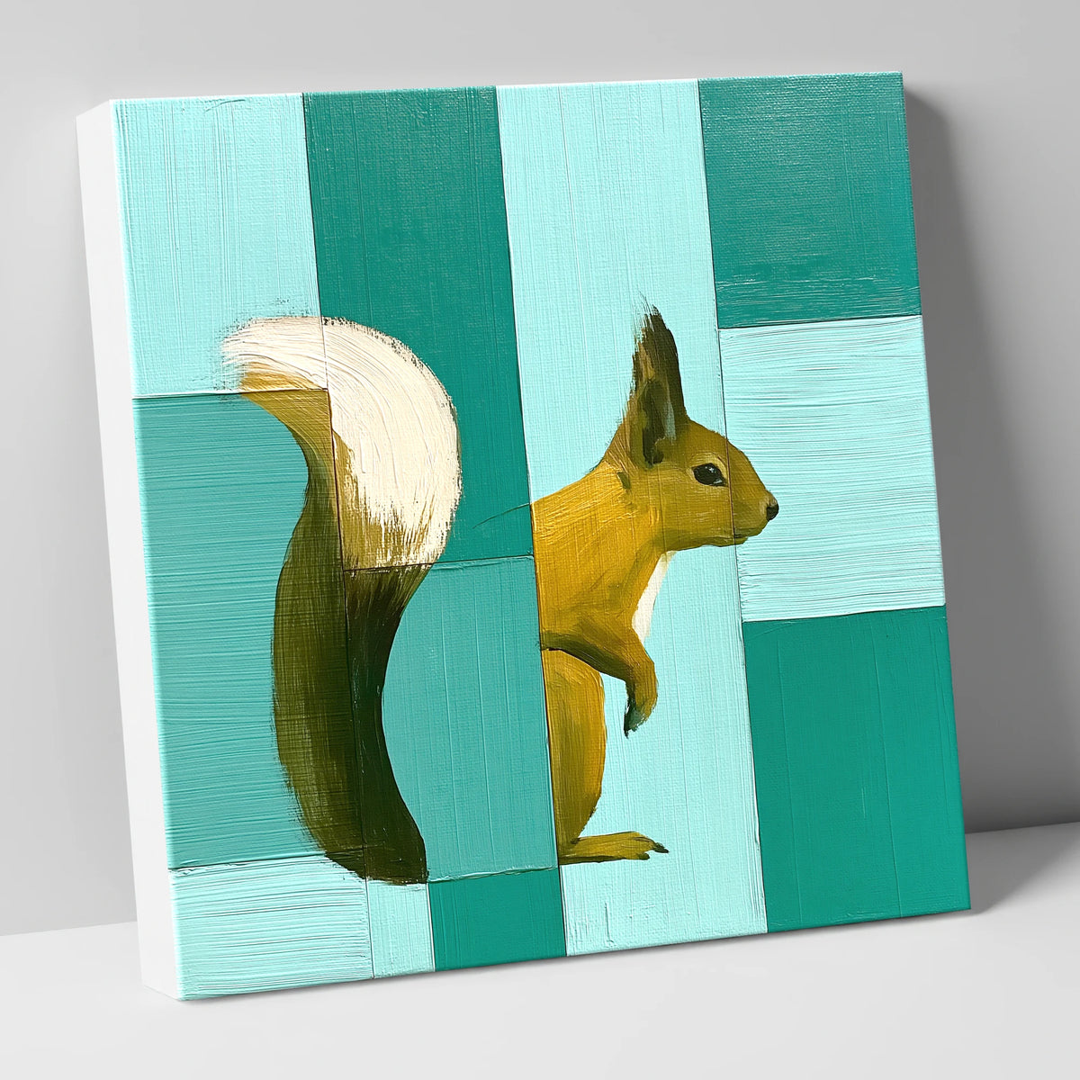 Red Squirrel Against Teal Panels lake district wildlife canvas wall art