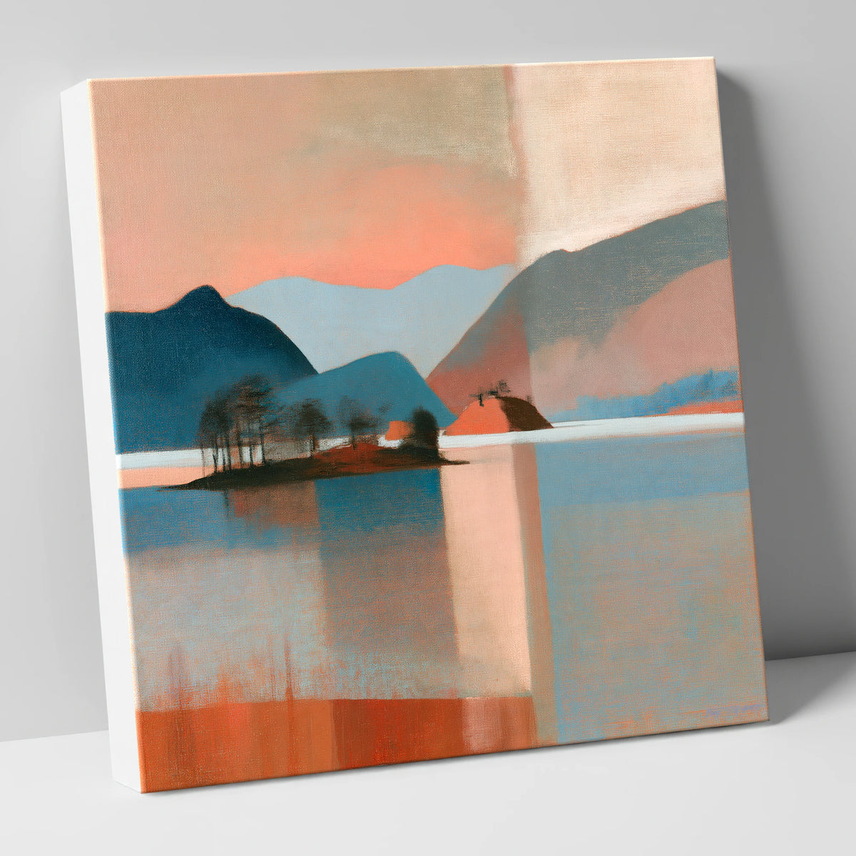 Terracotta Sunset Over Derwentwater lake district lake canvas wall art