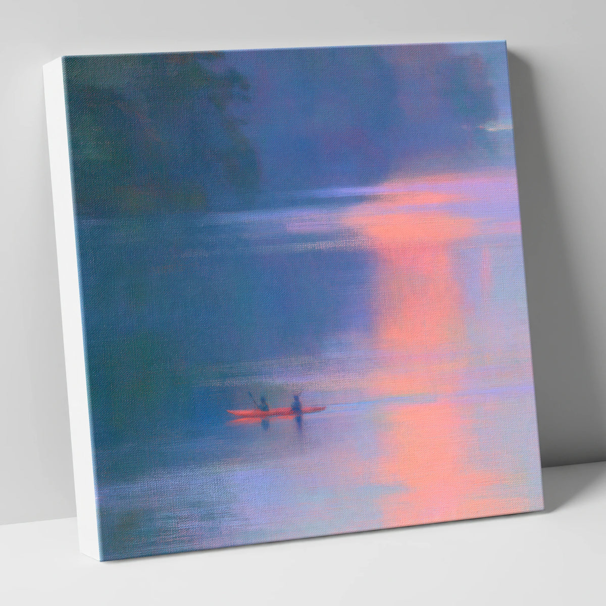 Lake Kayaking in Pink Evening Light lake district walking canvas wall art