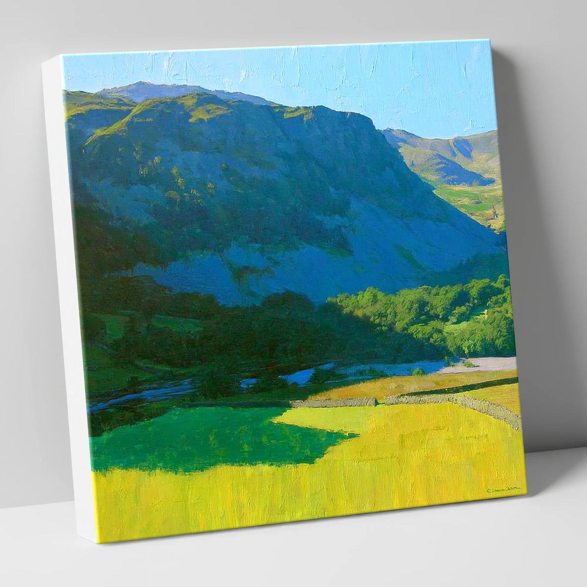 Arnison Crag Over Sunlit Fields lake district fell canvas wall art