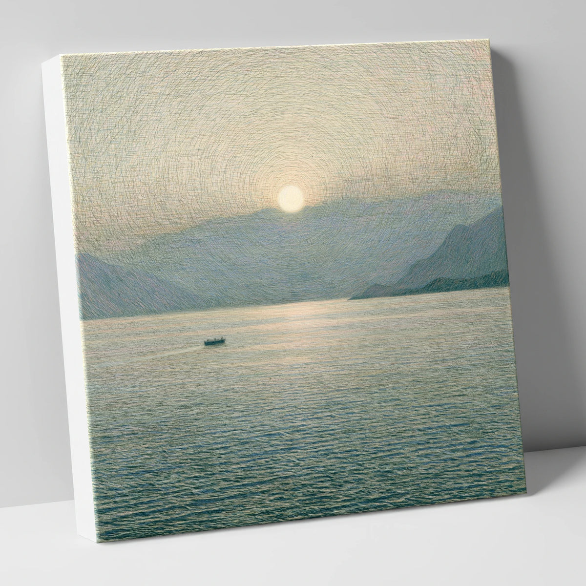 Hazy Sunset Over the Water lake district lake canvas wall art