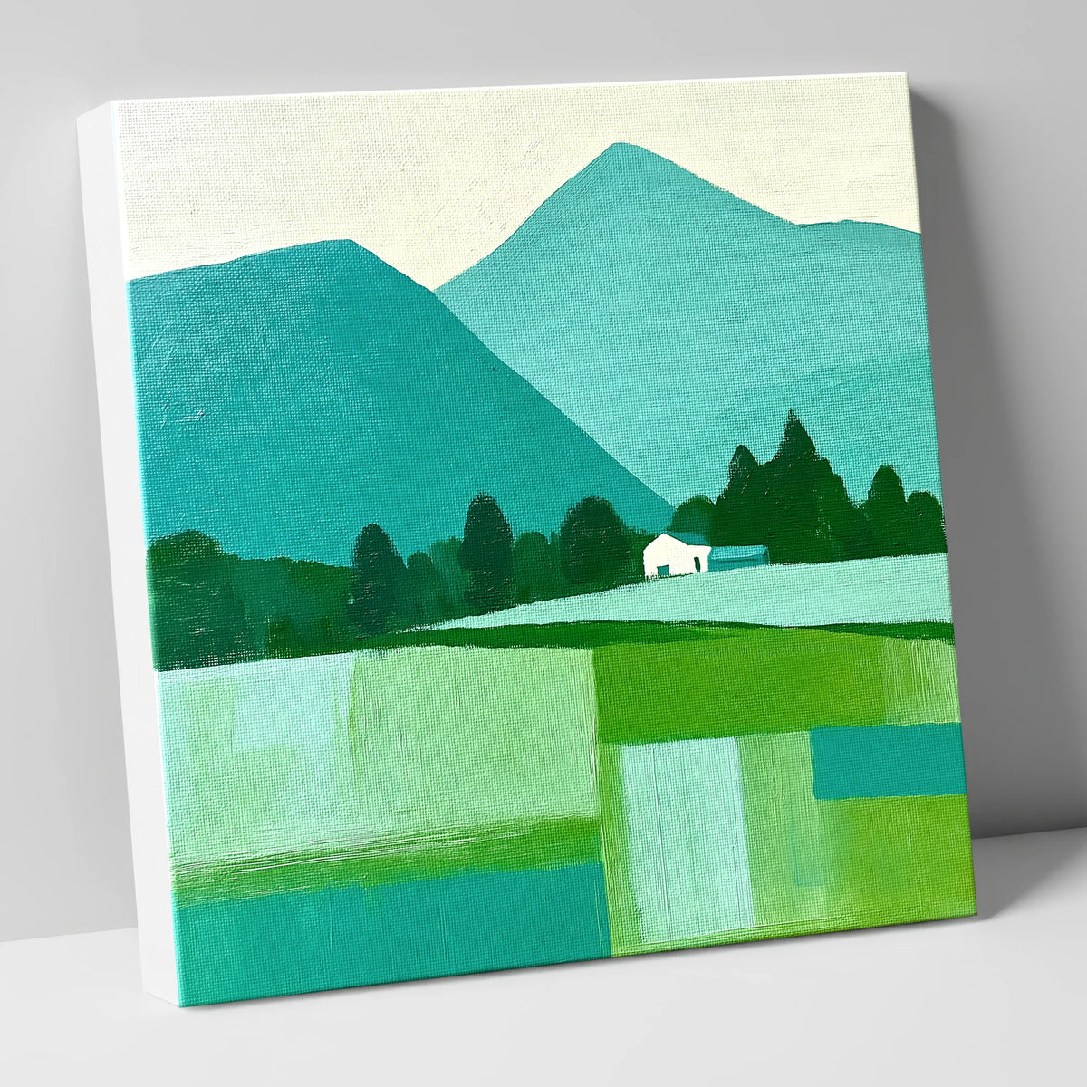 Geometric Grasmere Fells in Teal lake district lake canvas wall art