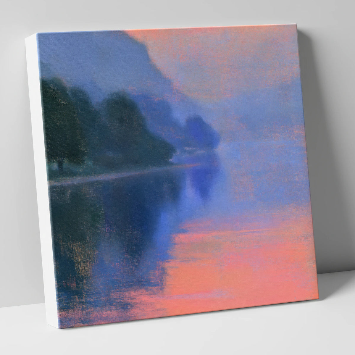 Misty Lake in Peach Light lake district lake canvas wall art