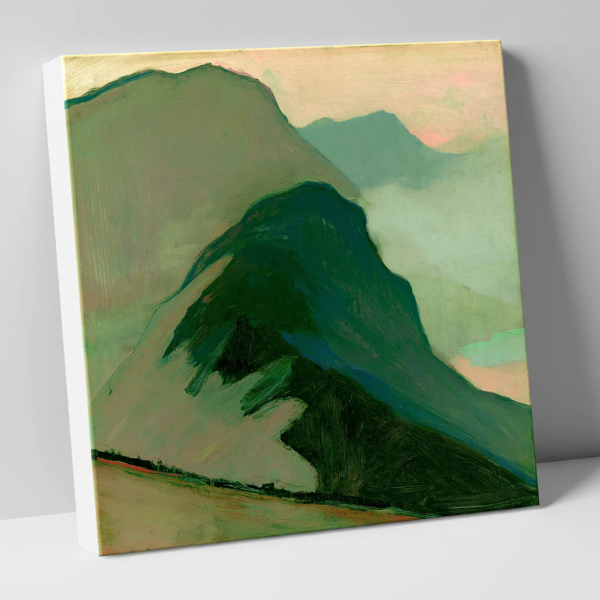 Teal Mountain Ridge in Mist lake district fell canvas wall art