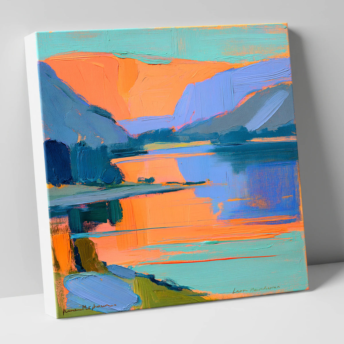 Vivid Orange Dawn Over Still Lake lake district lake canvas wall art