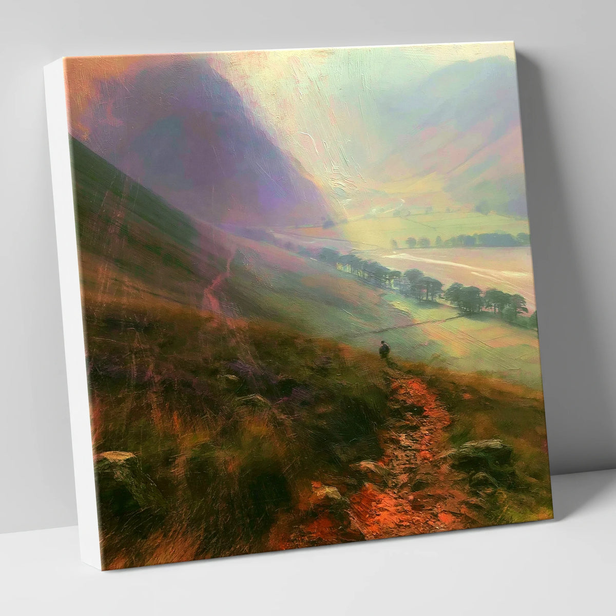 Sunbeams Over the Valley Path lake district valley canvas wall art