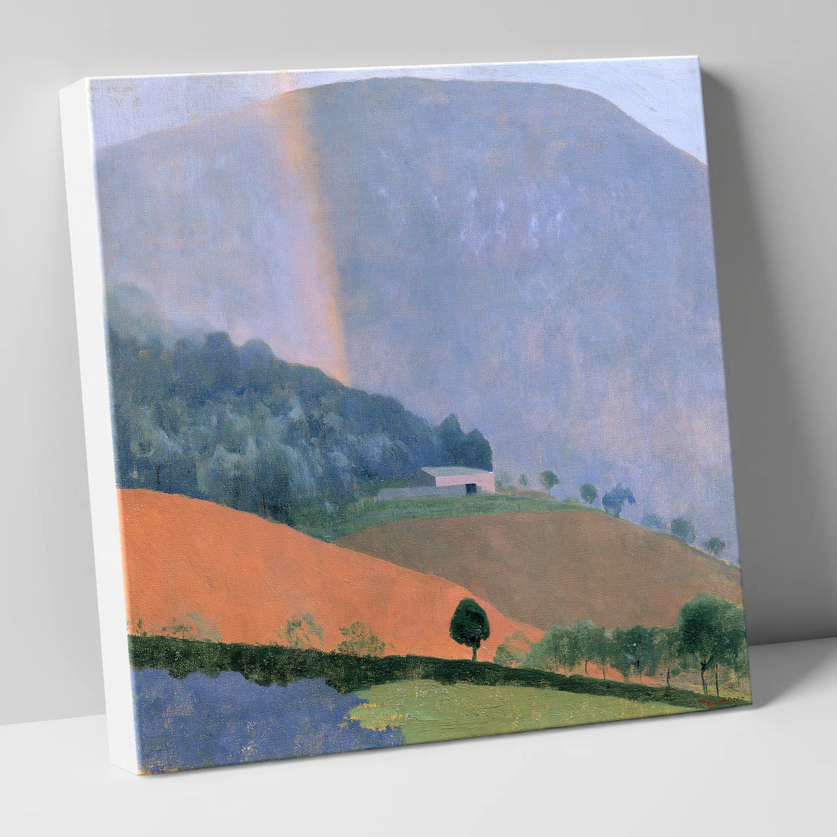 Fell Barn Under a Rainbow lake district sky canvas wall art