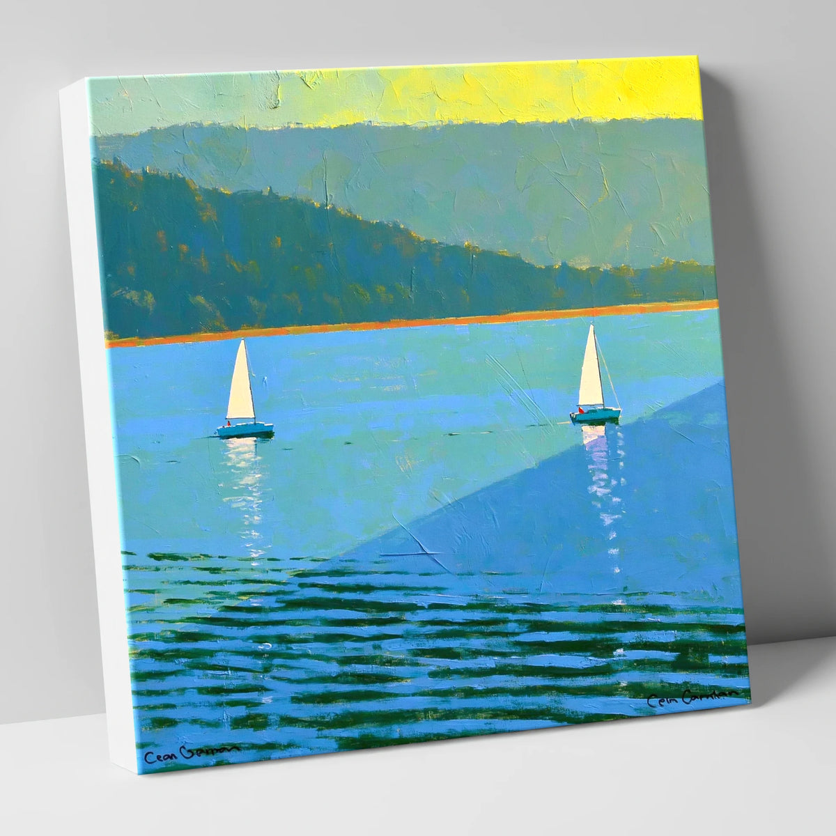 Windermere Sailboats in Bold Blue lake district lake canvas wall art