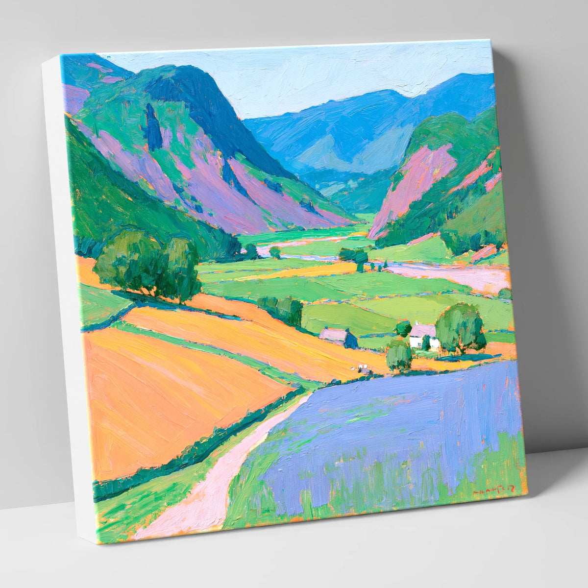 Colourful Fells And Valley Farm lake district valley canvas wall art
