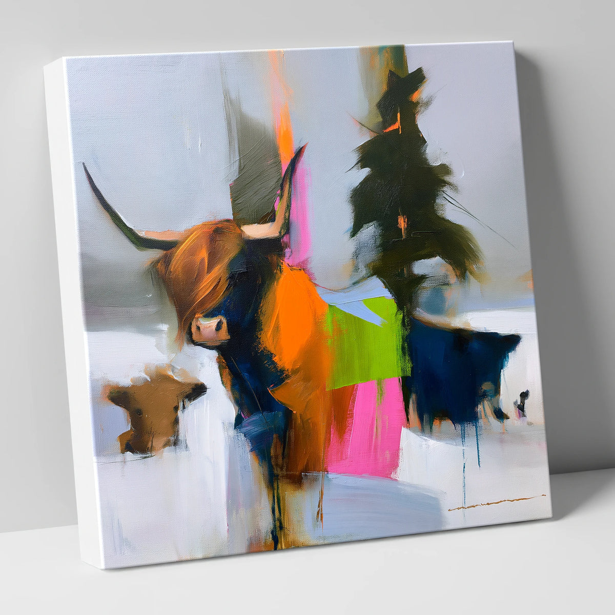 Highland Cow in Vibrant Colour lake district wildlife canvas wall art