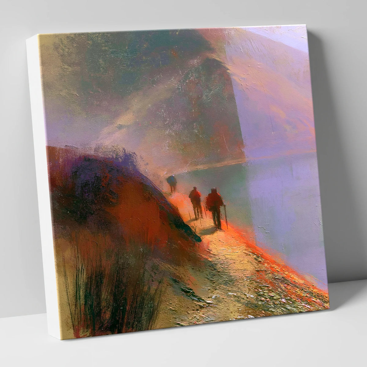 Mountain Walkers by the Indigo Lake lake district walking canvas wall art