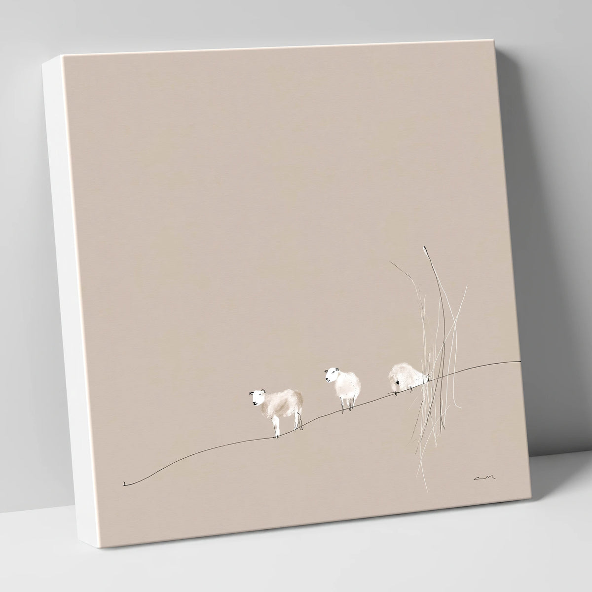Minimalist Herdwicks on a Fellside lake district wildlife canvas wall art