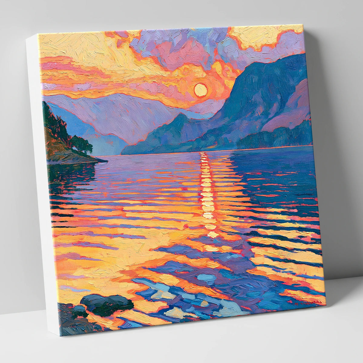 Golden Sunset Reflected on the Lake lake district lake canvas wall art