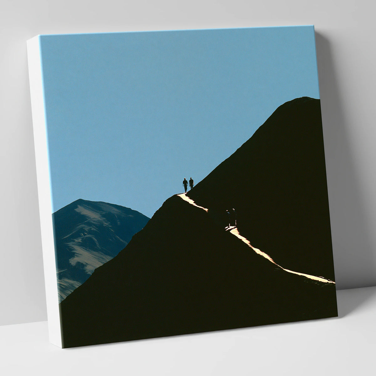 Walkers on a Sunlit Mountain Path lake district walking canvas wall art