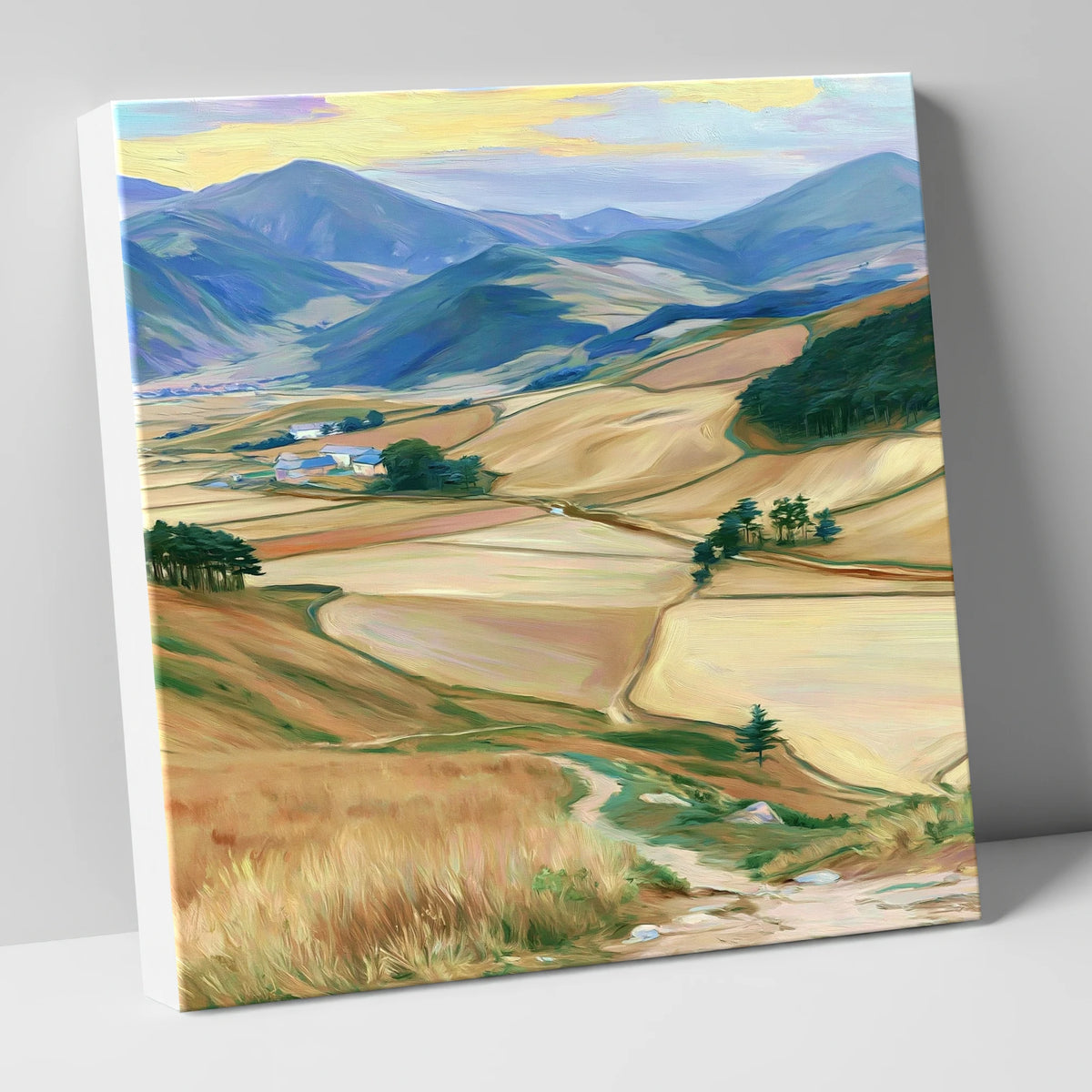 Golden Patchwork Valley Fields lake district valley canvas wall art