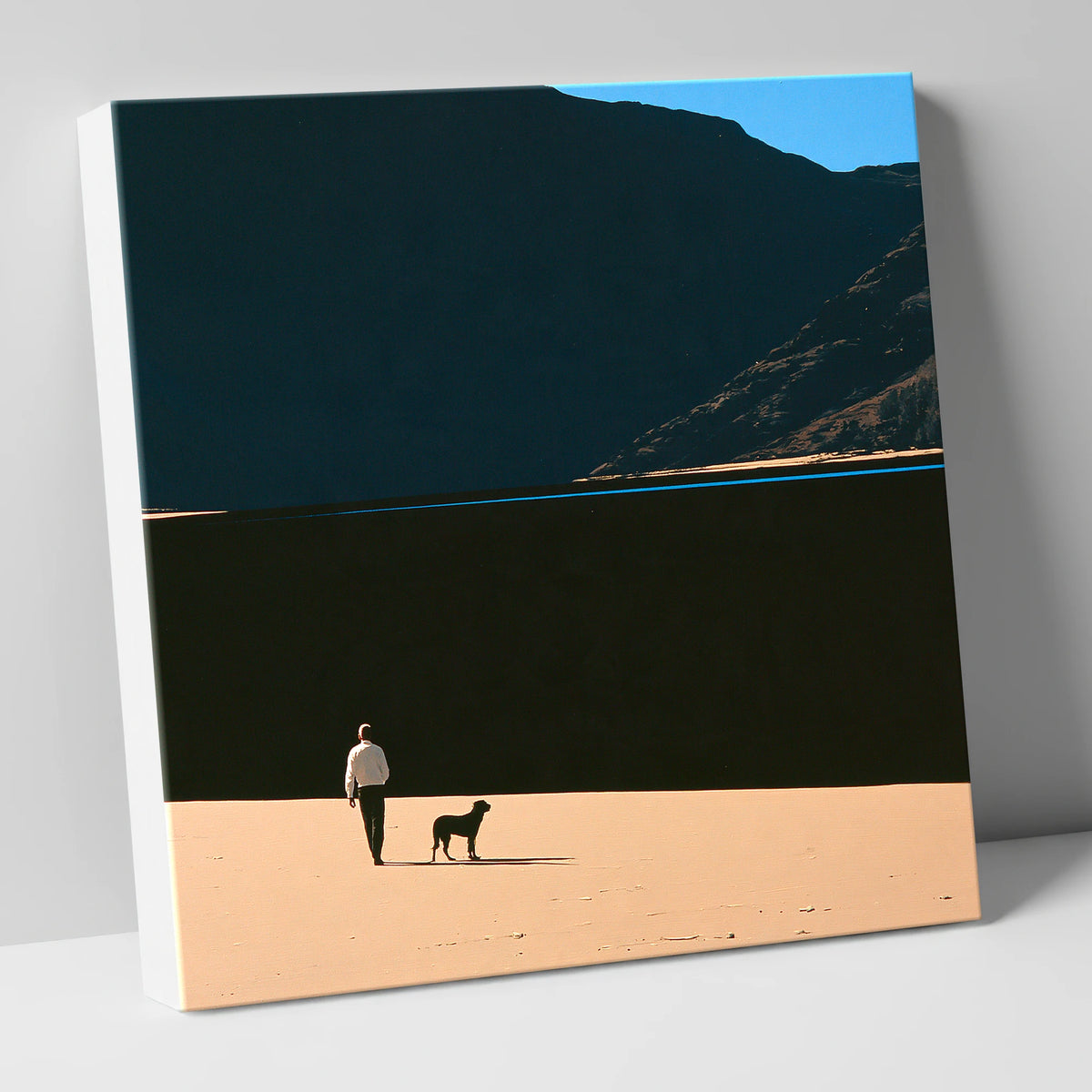 Dog Walker on Ennerdale Shore gifts for dog walkers canvas wall art