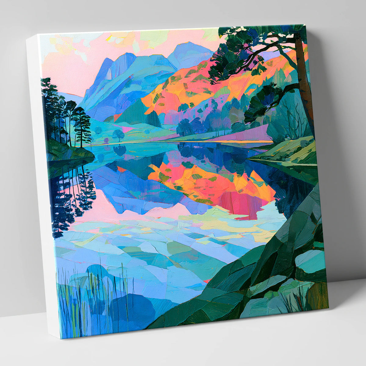 Vibrant Dawn Over Still Lake lake district lake canvas wall art