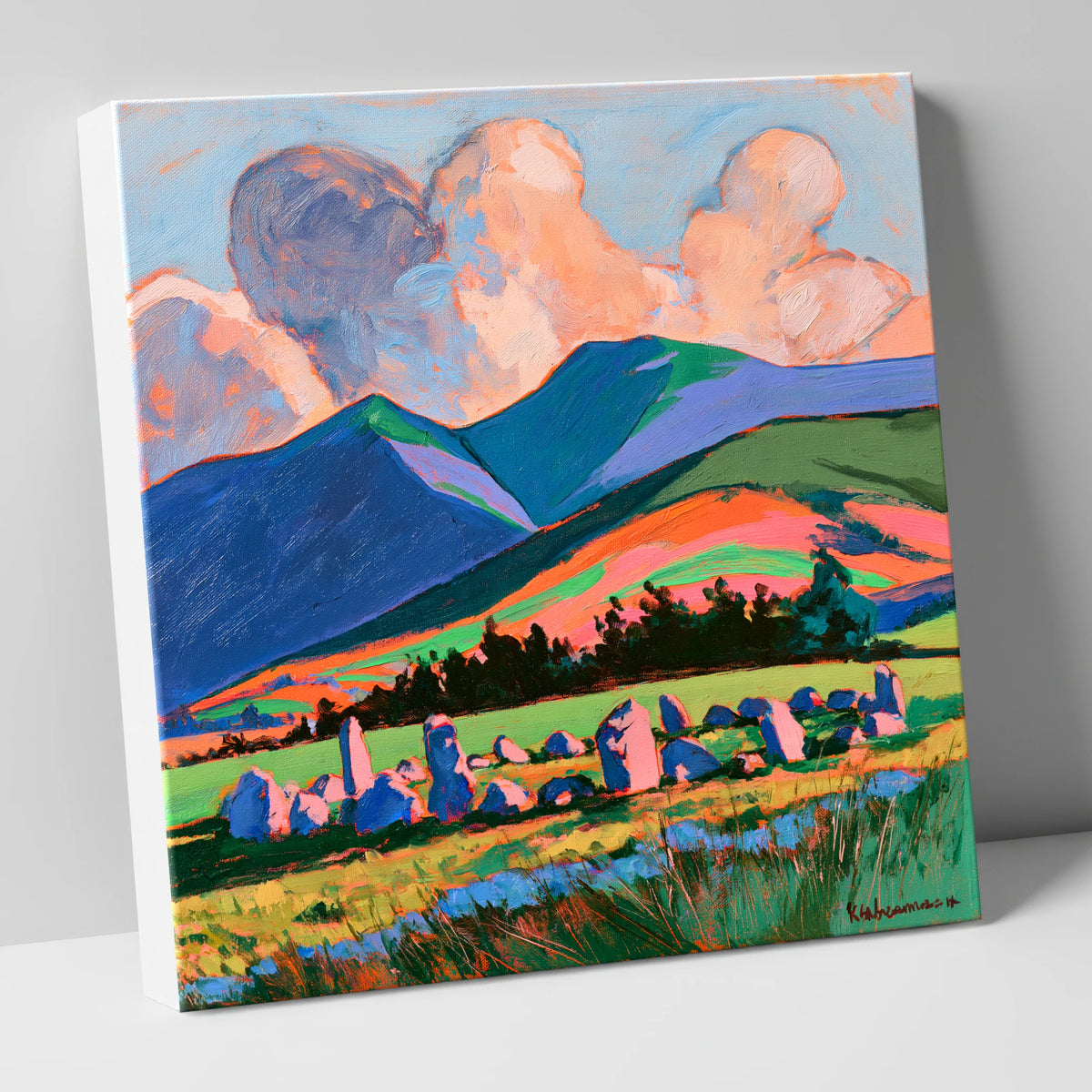 Vivid Standing Stones Below Blencathra lake district fell canvas wall art