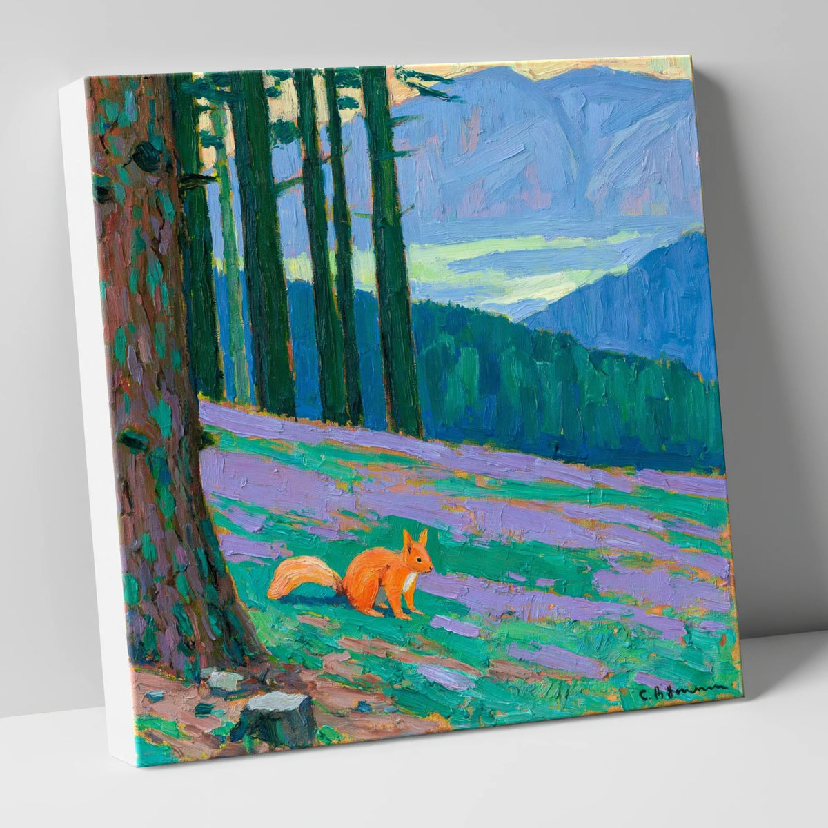 Red Squirrel Beneath Blue Fells lake district wildlife canvas wall art
