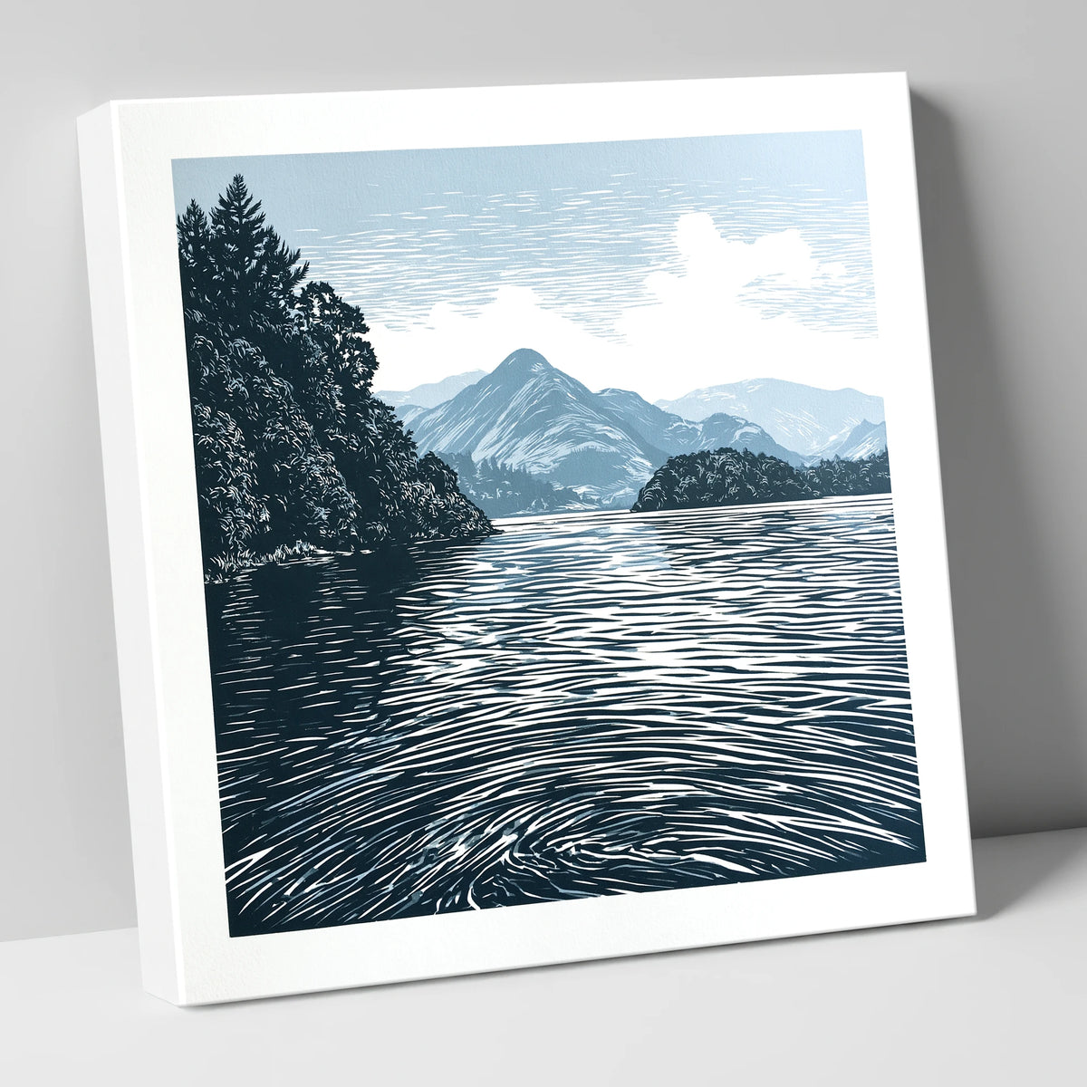 Derwentwater in Slate and Navy lake district lake canvas wall art