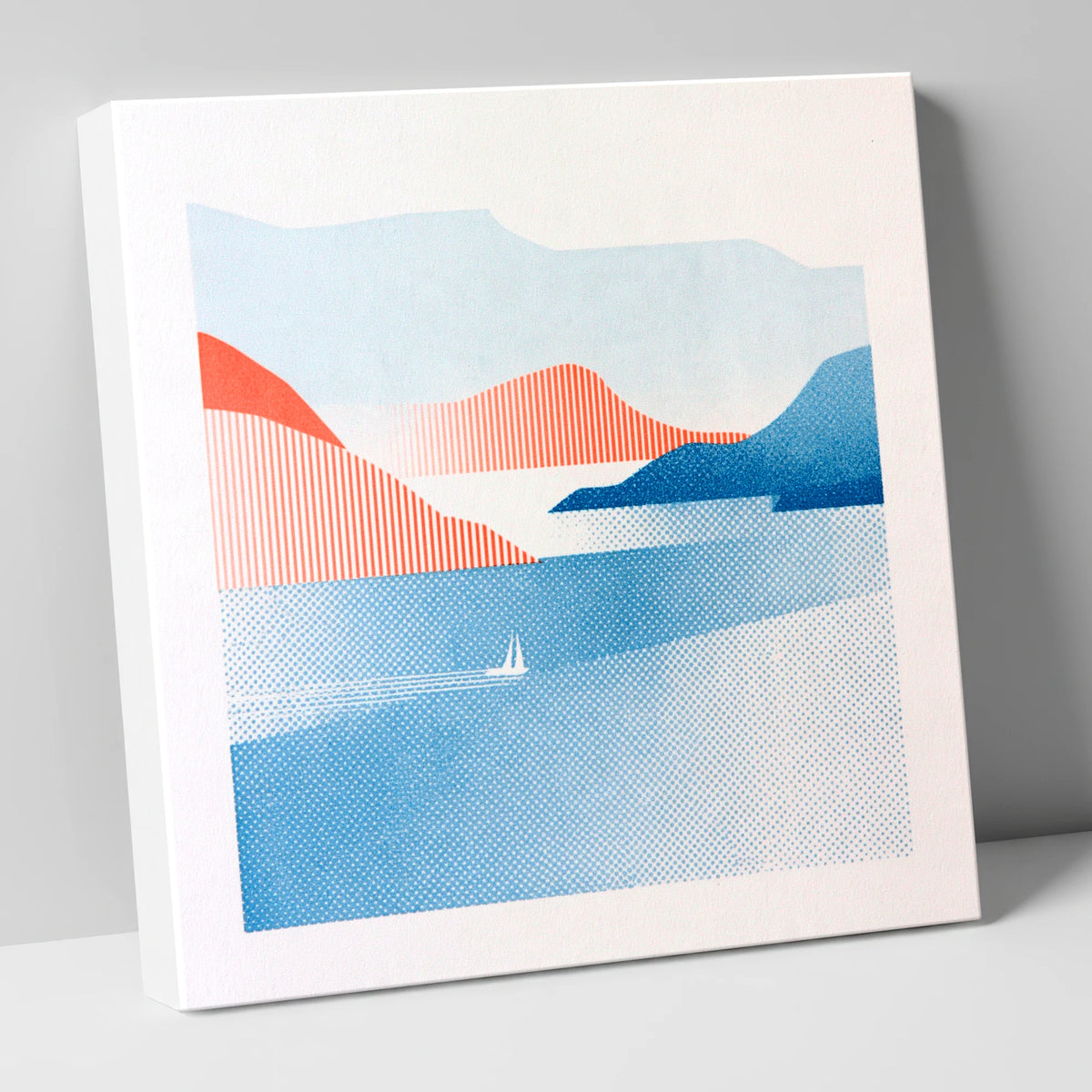 Graphic Sailboat on Lake Windermere lake district lake canvas wall art
