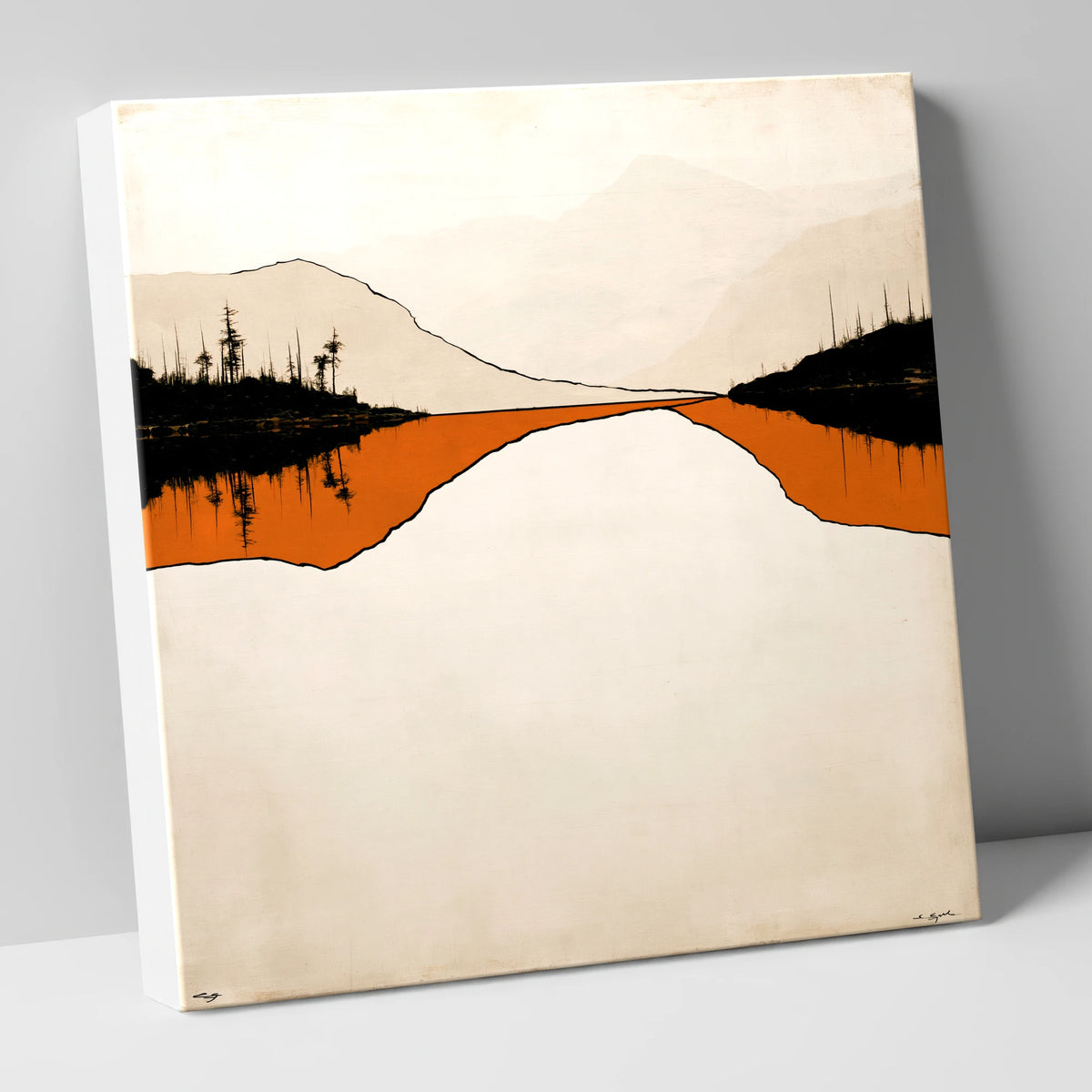 Rust Orange Lake Reflection lake district lake canvas wall art