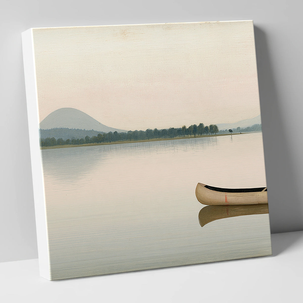 Wooden Canoe on Pale Windermere lake district lake canvas wall art