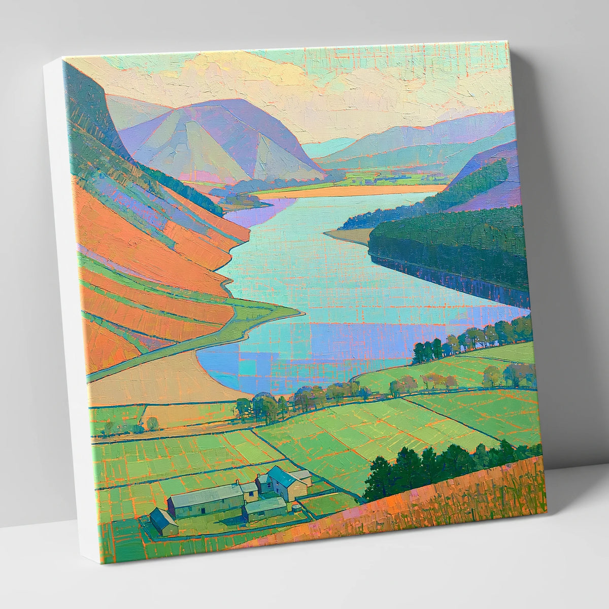 Vibrant Loweswater from Above lake district lake canvas wall art