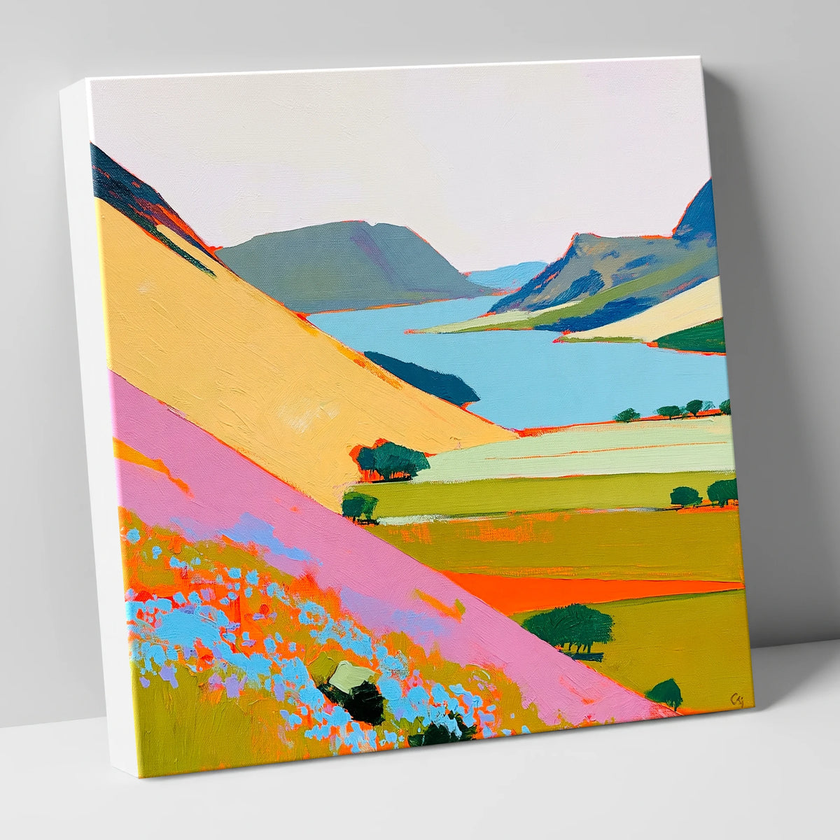 Vibrant Rannerdale Above Crummock Water lake district lake canvas wall art