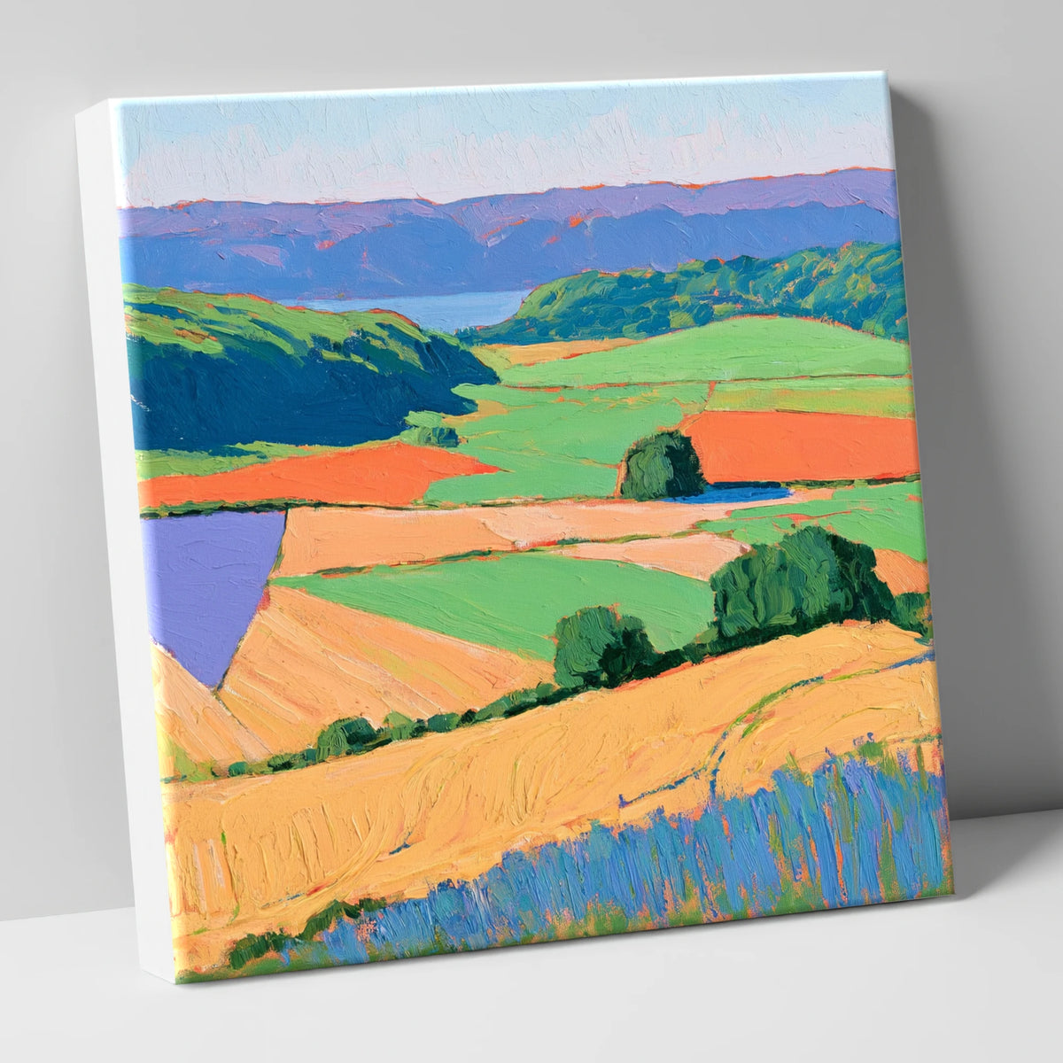 Luminous Patchwork Dale Fields lake district valley canvas wall art