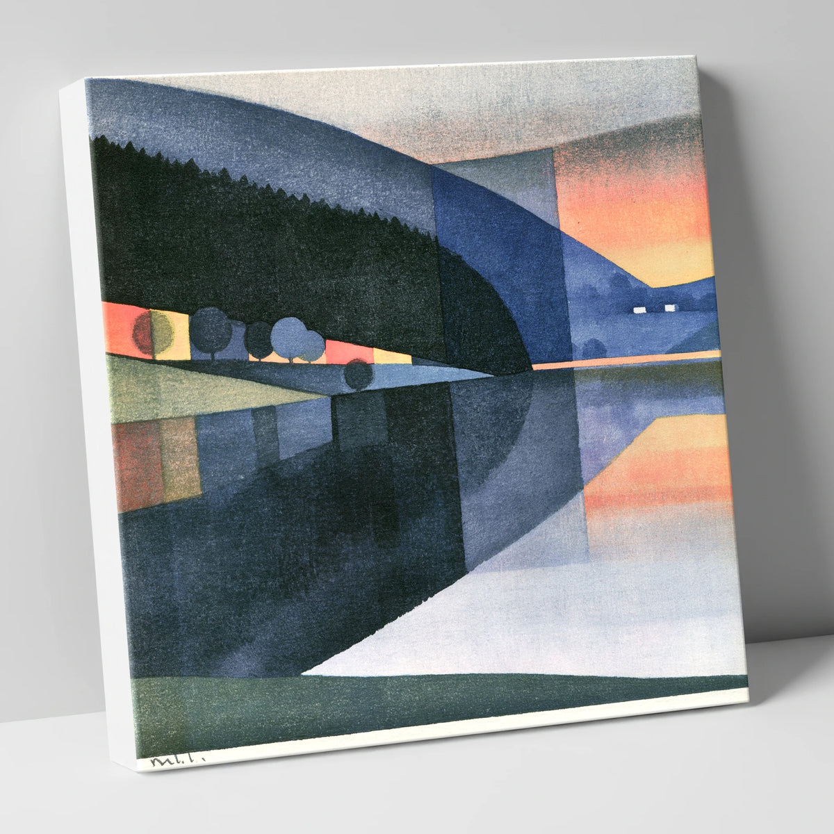 Modern Still Lake at Dawn lake district lake canvas wall art