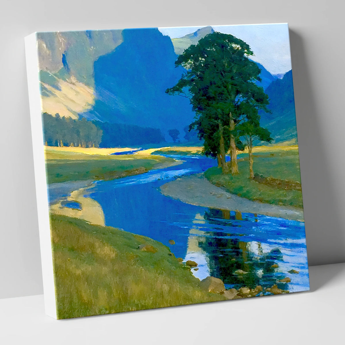 Vivid Winding Valley River lake district waterfall canvas wall art