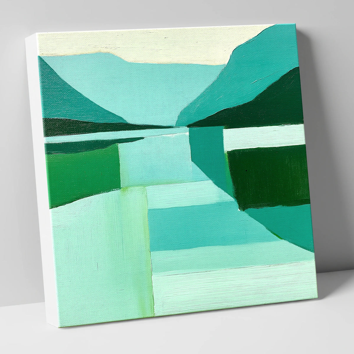 Teal Geometric Lake at Dawn lake district lake canvas wall art