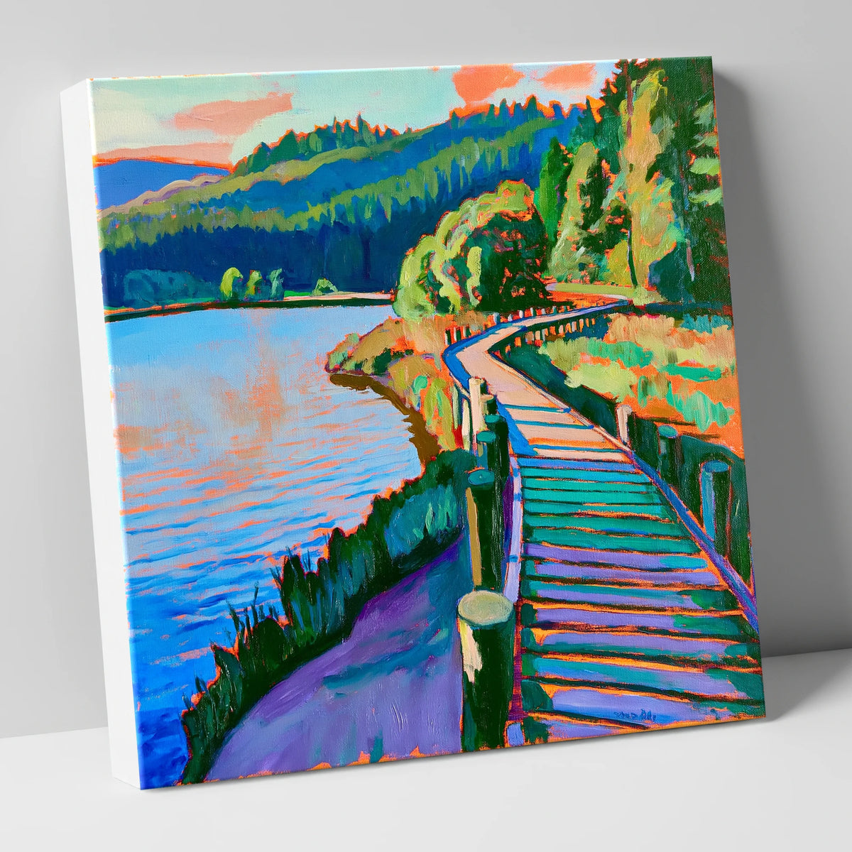 Vibrant Boardwalk at Tarn Hows lake district lake canvas wall art