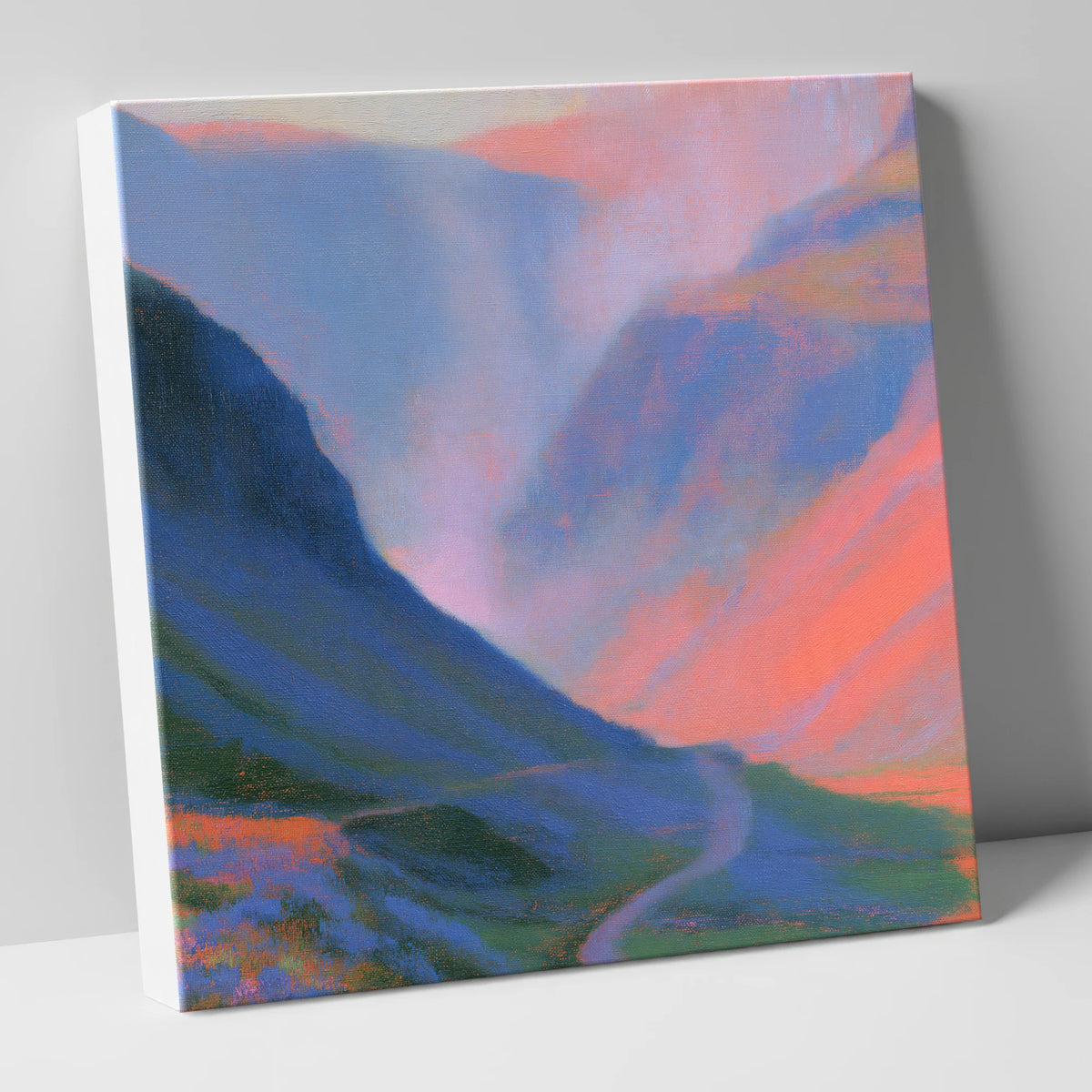 Winding Mountain Pass at Twilight lake district valley canvas wall art
