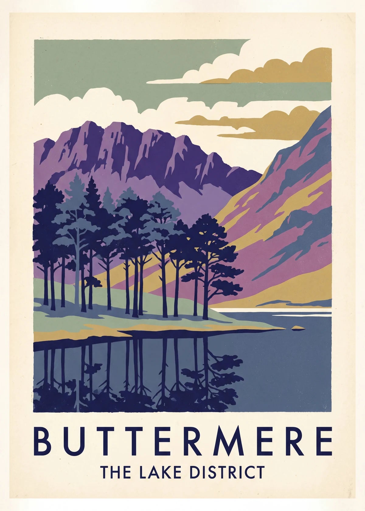 Buttermere — Railway Screen Print Lake District travel poster