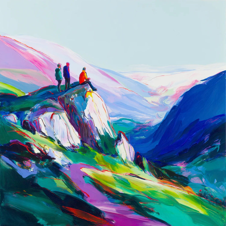 Climbers on a crag in the Lake District