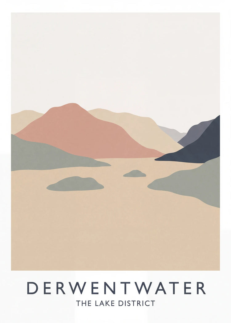Derwentwater — Muted Modern Lake District travel poster