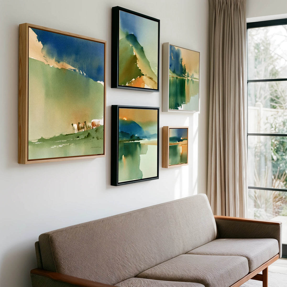 Gallery wall of art by Tristan Hayes