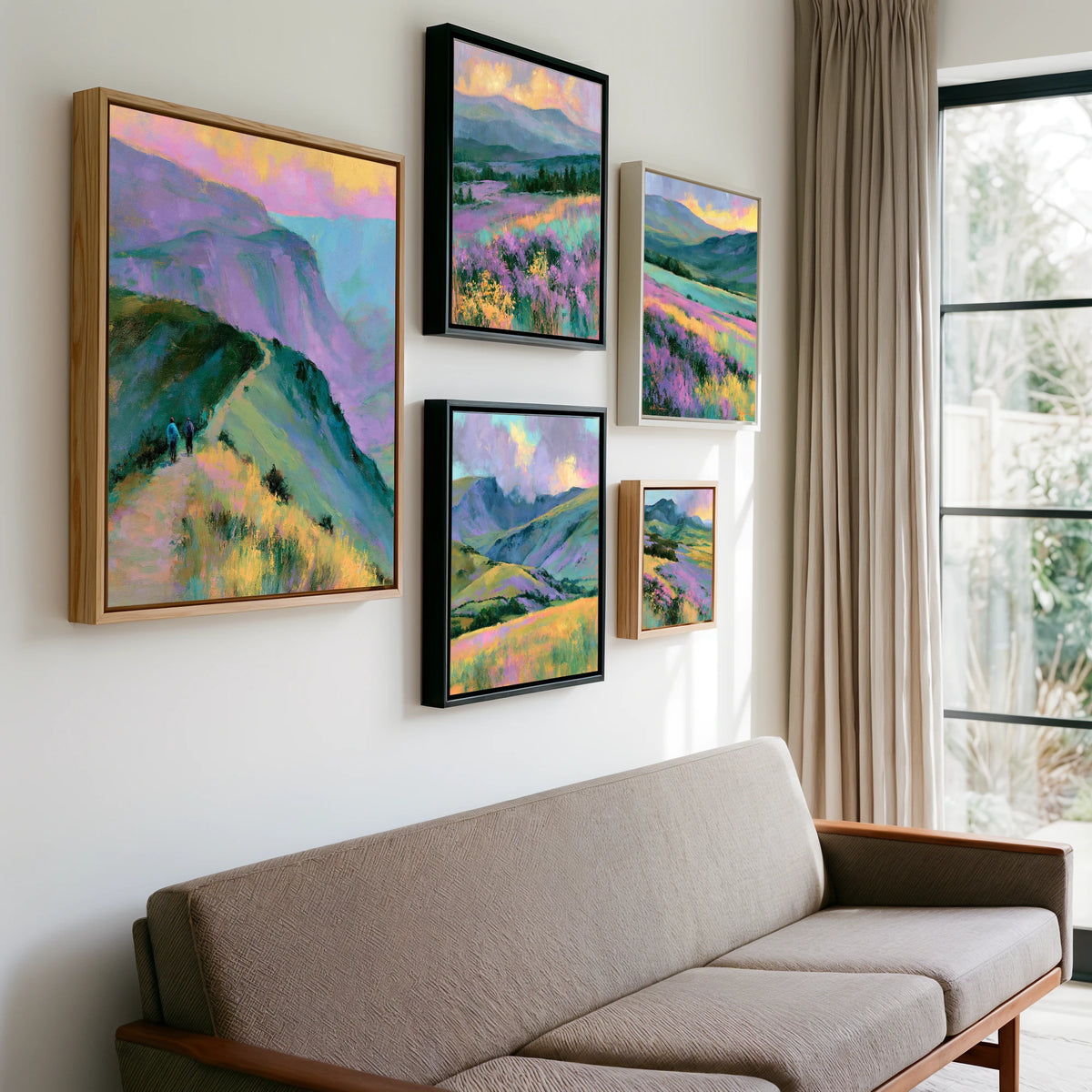Gallery wall of art by Desmond Fairfax