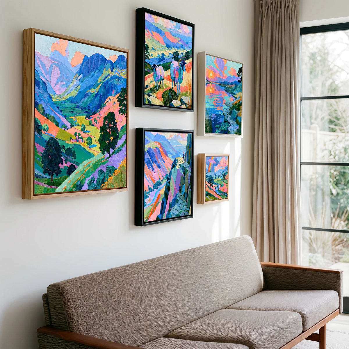 Gallery wall of art by Sylvia Carmichael